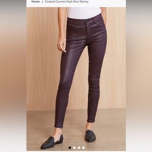 KUT From the Kloth Connie Coated High Rise Skinny Burgundy/Dark Berry Size 14